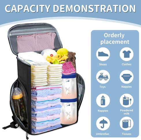 حقيبة حفاضات للأب، حقيبة ظهر للحفاضات العسكرية، حقيبة كبيرة لحفاضات الأطفال للرجال مع حصيرة تغيير الحفاضات وأشرطة بمنفذ شحن USB لعربة الأطفال وجيب معزول in Kuwait