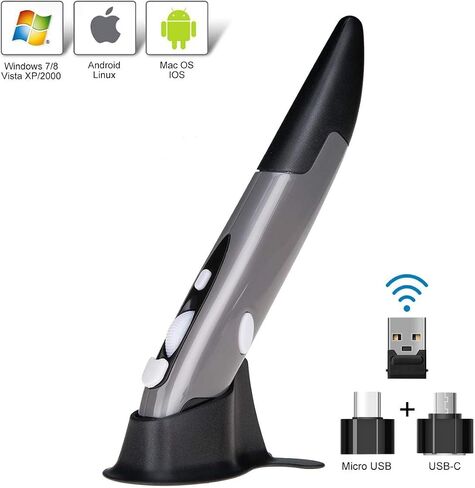 lychee Wireless Optical Pocket Pen Mouse, 2.4GHZ USB Wireless Optical Pen Mouse 800/1200/1600 DPI Adjustable Handwriting Mini Mice for PC Laptop Notebook Computer Mac (Blue) in Saudi Arabia