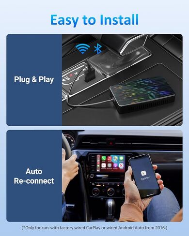 محول Android Auto اللاسلكي 3 في 1، محول CarPlay اللاسلكي مع AirPlay، محول Android Auto اللاسلكي ومحول Apple Car Play للسيارات السلكية من المصنع من عام 2016، التوصيل والتشغيل، التحديث عبر الإنترنت in Saudi Arabia