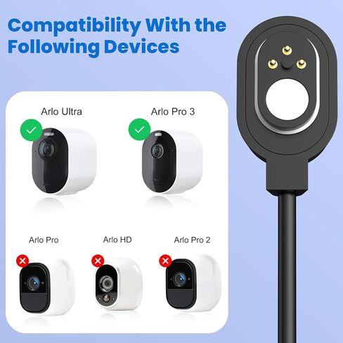 شاحن كاميرا Arlo خارجي وداخلي، طاقة لـ Arlo Pro 3، Arlo Pro 4، Arlo Ultra، Arlo Ultra 2، Pro 5S 2K، كابل شحن طويل 26.25 قدم in Kuwait