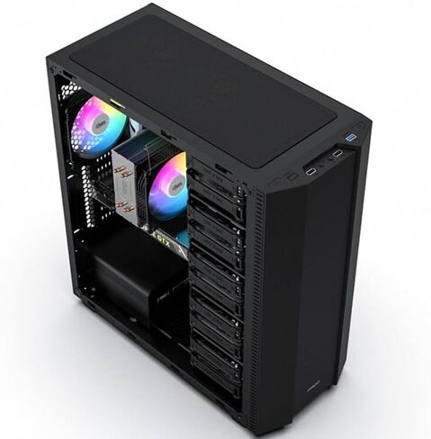 BD-1 Airflow ATX Mid-Tower Case, Multi-HDD Drive Server Case, Support ATX/ITX/M-ATX Motherboard, 3 SSD Positon, with 10 HDD Brackets-Black with 120mm*2 RGB Fans in Saudi Arabia