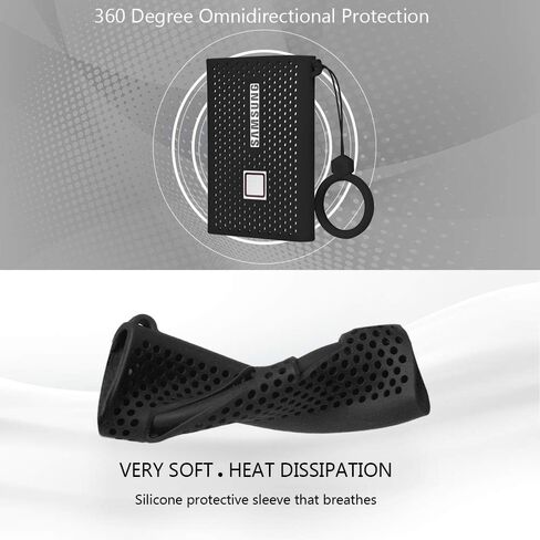 حافظة تخزين من السيليكون للسفر لهاتف Samsung T7 Touch Portable SSD 500GB 1TB 2TB محركات الأقراص الصلبة الخارجية (أسود) in Kuwait