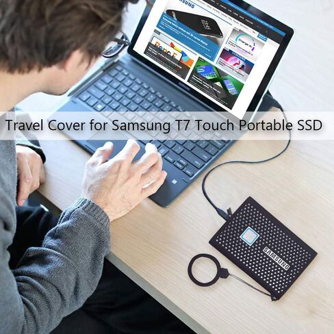 حافظة تخزين من السيليكون للسفر لهاتف Samsung T7 Touch Portable SSD 500GB 1TB 2TB محركات الأقراص الصلبة الخارجية (أسود) in Kuwait