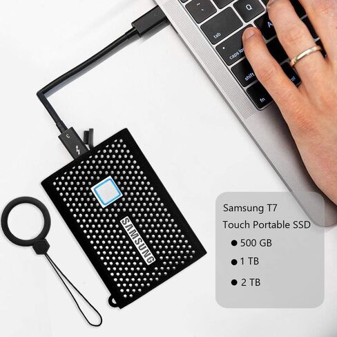 حافظة تخزين من السيليكون للسفر لهاتف Samsung T7 Touch Portable SSD 500GB 1TB 2TB محركات الأقراص الصلبة الخارجية (أسود) in Kuwait