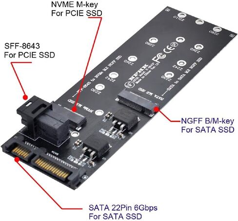 Cablecc PCI Express PCI-E 3.0 & Dual SATA إلى NGFF NVME MSATA M-Key B/M-Key SSD محول بطاقة 3in1 in Saudi Arabia
