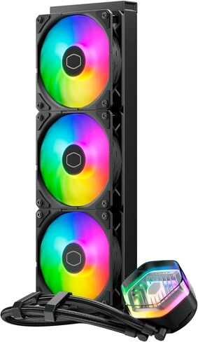 Cooler Master MasterLiquid Atmos 360 Black Watercooler CPU - AIO Watercooling Kit, Dual Chamber Pump, Sickleflow 120 Edge Fans, ARGB Gen 2, Brackets LGA1700 & AM5 in Saudi Arabia