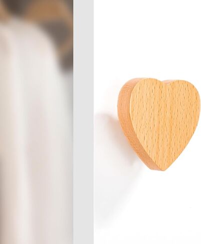 10 Pack Heart Shaped Wooden Knobs Single Hole Beech Wood Handles Wood Cupboard Cabinet Handles for Children's Room Decoration Cabinet Knobs in Saudi Arabia