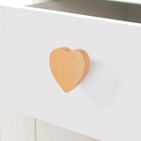 10 Pack Heart Shaped Wooden Knobs Single Hole Beech Wood Handles Wood Cupboard Cabinet Handles for Children's Room Decoration Cabinet Knobs in Saudi Arabia
