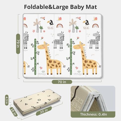 Baby Play Mat for Floor,79" x 71"Extra Large Foam Play Mats,Foldable Play Mat,Waterproof Anti-Slip Floor Playing Mats for Babies,Toddlers,Infants,Reversible Baby Crawling Mat for Indoor and Outdoor in Saudi Arabia