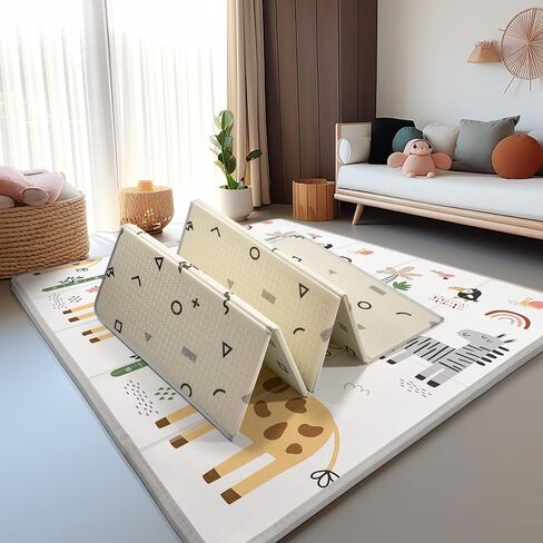 Baby Play Mat for Floor,79" x 71"Extra Large Foam Play Mats,Foldable Play Mat,Waterproof Anti-Slip Floor Playing Mats for Babies,Toddlers,Infants,Reversible Baby Crawling Mat for Indoor and Outdoor in Saudi Arabia