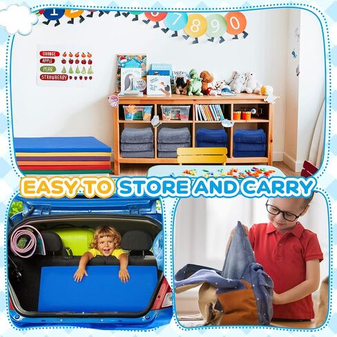 6 Sets Rainbow Rest Mats for Kids Include 6 Pcs Rainbow Rest Mat Floor Mats and 6 Pcs Children's Nap Blanket Polyester Soft Blanket 2 Colors for Kids Toddlers Daycare Furniture Supplies in Saudi Arabia