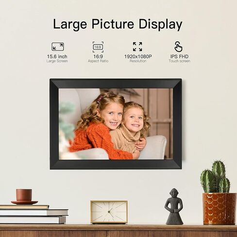 32GB Digital Picture Frame Hyjoy WiFi Digital Photo Frame 15.6 Inch with IPS FHD Touch Screen, Auto-Rotate Function, Easy Setup to Share Photos or Videos from Anywhere via AiMOR App in Saudi Arabia