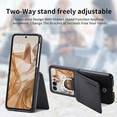 Compatible for Motorola Razr+ 2024 Case Wallet with Card Holder,Luxury PU Leather Protective Phone Case Kickstand Full Coverage Pocket Ring Case for Motorola Razr Plus 2024,Moto Razr 50 Ultra Black in Kuwait
