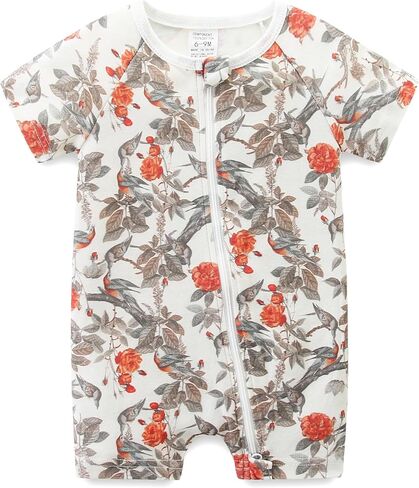 Gender Neutral Baby Clothes Cotton Short Sleeve Pants Double Zipper Footless Coming Home Outfit Boy Girl in Saudi Arabia