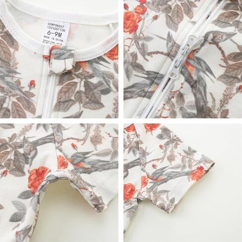 Gender Neutral Baby Clothes Cotton Short Sleeve Pants Double Zipper Footless Coming Home Outfit Boy Girl in Saudi Arabia