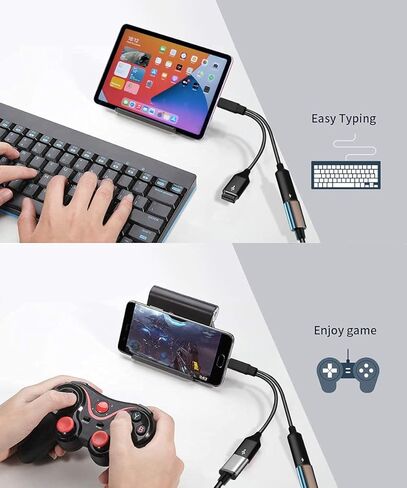 USB C OTG Adapter, 2 in 1 USB C Male to USB Female with 60W PD Charging Port Adapter Compatible with Galaxy S21 S20 Note 20, LG V40 V30, Google Pixel 4 XL,Google Chromecast with Google TV in Kuwait