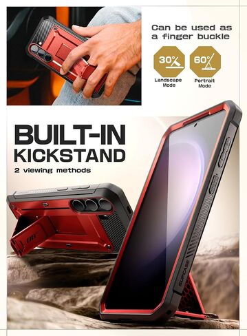 SUPCASE for Samsung Galaxy S24 Case with Built-in Screen Protector, Ruddy | 2x Front Frame, Invisible Kickstand, Belt Clip Holster, Military-Grade Protection, Anti-Slip, Shockproof, Unicorn Beetle Pro in Saudi Arabia