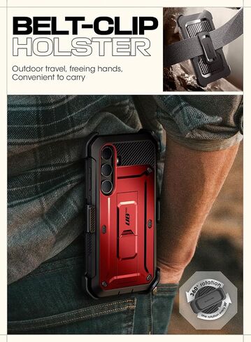 SUPCASE for Samsung Galaxy S24 Case with Built-in Screen Protector, Ruddy | 2x Front Frame, Invisible Kickstand, Belt Clip Holster, Military-Grade Protection, Anti-Slip, Shockproof, Unicorn Beetle Pro in Saudi Arabia