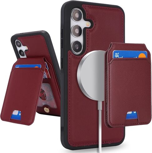 حافظة لهاتف سامسونج جالاكسي S24 مع حامل بطاقة الائتمان آمنة، حافظة جلدية لهاتف جالاكسي S24 للنساء متوافقة مع محفظة آمنة قابلة للفصل 2 في 1 للرجال - أسود in Kuwait