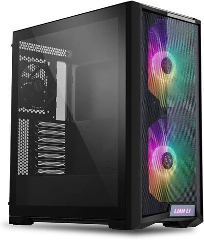 حافظة كمبيوتر LIAN LI LANCOOL 215 E-ATX، حافظة كمبيوتر ألعاب RGB تتميز بتدفق هواء عالي مع مراوح ARGB 2x200 مم ومروحة 1x120 مم مثبتة مسبقًا ولوحة أمامية شبكية، هيكل برج متوسط ​​من الزجاج المقسى (أسود) in Kuwait