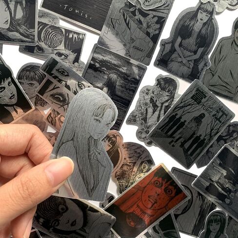 50 قطعة من ملصقات Junji Ito ملصقات الرعب Tomie Junji Ito Figure Anime Manga ملصقات رائعة مثيرة مقاومة للماء من الفينيل لزجاجات المياه والكمبيوتر المحمول والسيارة ولوحة التزلج والدراجة والأمتعة والهاتف للمراهقين والبالغين in Kuwait