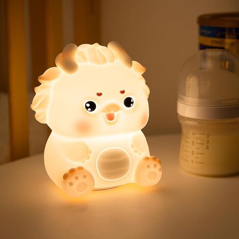 Zodiac Dragon Loong Baby Feeding Nursing Lighting Eye-Care Living Room Bedroom Bedside Lamp Nightlight Kids Day Christmas Gift Silicone Pat Lamp (Pink) in Saudi Arabia