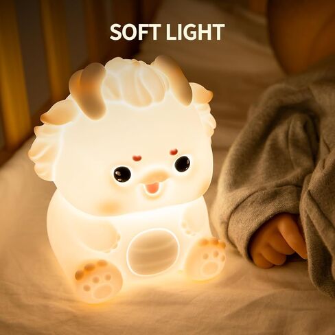Zodiac Dragon Loong Baby Feeding Nursing Lighting Eye-Care Living Room Bedroom Bedside Lamp Nightlight Kids Day Christmas Gift Silicone Pat Lamp (Pink) in Saudi Arabia