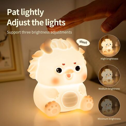 Zodiac Dragon Loong Baby Feeding Nursing Lighting Eye-Care Living Room Bedroom Bedside Lamp Nightlight Kids Day Christmas Gift Silicone Pat Lamp (Pink) in Saudi Arabia