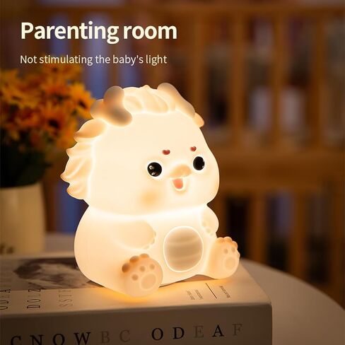 Zodiac Dragon Loong Baby Feeding Nursing Lighting Eye-Care Living Room Bedroom Bedside Lamp Nightlight Kids Day Christmas Gift Silicone Pat Lamp (Pink) in Saudi Arabia
