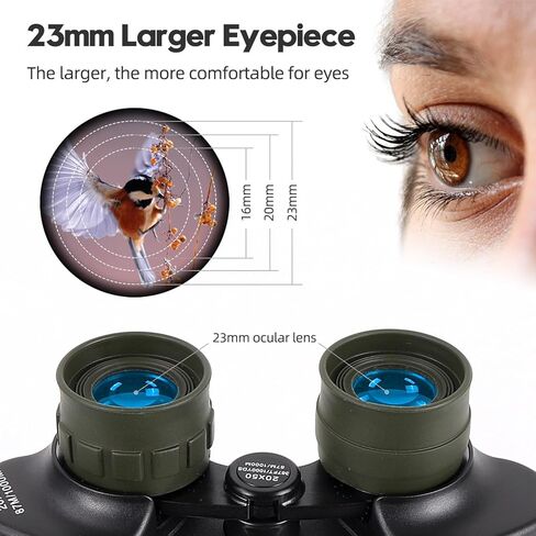 مناظير عالية الطاقة 20 × 50 للبالغين، تلسكوب مناظير مدمج مع رؤية منخفضة الإضاءة لمشاهدة الطيور والسفر وحفلات النجوم والتخييم - عدسة BAK4 Prism FMC مع محول الهاتف، مقاومة للماء in Kuwait