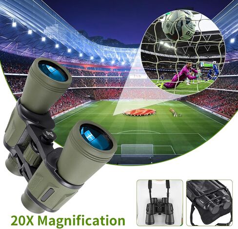 مناظير عالية الطاقة 20 × 50 للبالغين، تلسكوب مناظير مدمج مع رؤية منخفضة الإضاءة لمشاهدة الطيور والسفر وحفلات النجوم والتخييم - عدسة BAK4 Prism FMC مع محول الهاتف، مقاومة للماء in Kuwait