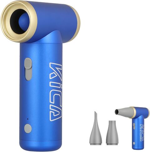 KiCA JetFan 2 Mini Air Duster - Small Rechargeable Mini Turbo Fan for Computer, Laptop, Keyboard, Instruments, BBQ and Camera, 300g, 100000RPM, Lightweight Portable Office Cleaning Tool (Blue) in Saudi Arabia