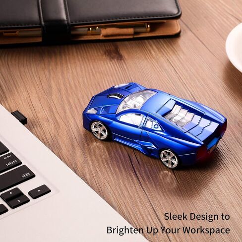 Sports Car Mouse [Updated] with LED Headlights, 1600 DPI Wireless Car Shaped Mouse for Mac & Computers, Black in Saudi Arabia