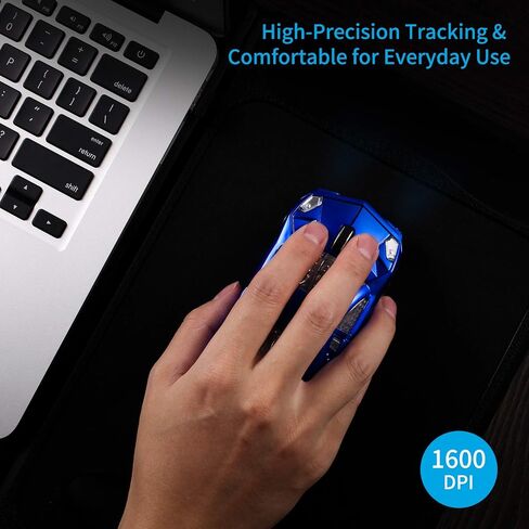 Sports Car Mouse [Updated] with LED Headlights, 1600 DPI Wireless Car Shaped Mouse for Mac & Computers, Black in Saudi Arabia