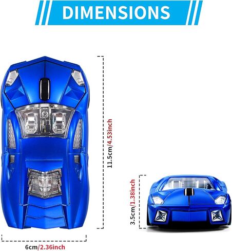 Sports Car Mouse [Updated] with LED Headlights, 1600 DPI Wireless Car Shaped Mouse for Mac & Computers, Black in Saudi Arabia