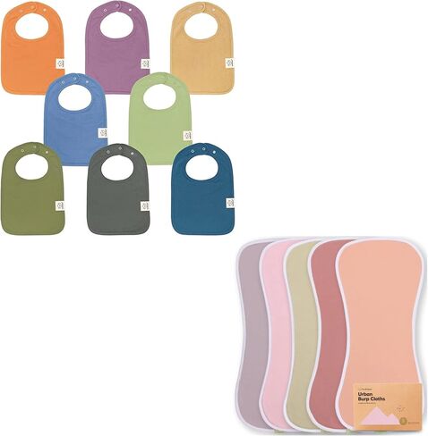 KeaBabies 8-Pack Organic Baby Bibs for Boy, Girl and 5-Pack Organic Burp Cloths for Baby Boys and Girls - Drool Bibs for Baby Boy - Ultra Absorbent Burping Cloth, Burp Clothes - Bibs for Baby Girl in Saudi Arabia