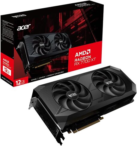 Acer Nitro AMD Radeon RX 7700 XT Overclocking Graphics Card | 12GB GDDR6 192-bit 18 Gbps | Dual Nitro FrostBlade Ringed Fans | TPD 291W | 1 x HDMI 2.1 & 3 x DisplayPort 2.1 in Saudi Arabia