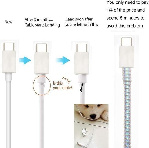Metallic Finish Cable Spiral Protector/Wire Repair/Pet Cord Protector/Headphone Saver, Cable Wrap/Cover for Mac Charging Cable, USB Tube, Earphone (Metallic Purple) in Saudi Arabia