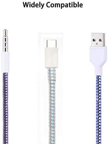 Metallic Finish Cable Spiral Protector/Wire Repair/Pet Cord Protector/Headphone Saver, Cable Wrap/Cover for Mac Charging Cable, USB Tube, Earphone (Metallic Purple) in Saudi Arabia