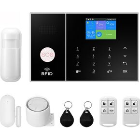 16 PCS WiFi Home Security System, Wireless DIY Smart Home Alarm System with APP Alert, Motion Detector, Door Window Sensor, Remote Control, Alarm Siren, Compatible with Alexa and Google Assistant