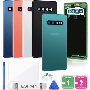 Battery Cover for Samsung Galaxy S10 G973 Back Glass Back Cover Replacement Repair Set with Camera Glass (Prism Black)