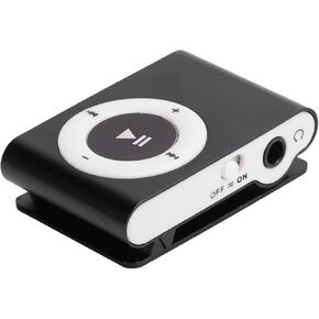 مشغل MP3 صغير، مشغل وسائط موسيقى رقمية محمول، مشغل MP3 صغير مع مشبك خلفي، مشغل مع سماعة أذن وكابل USB، وقت تشغيل يصل إلى 5 ساعات، يدعم بطاقة الذاكرة (أسود)