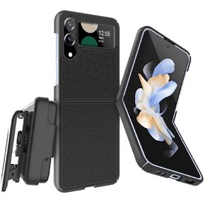 Fingic for Samsung Z Flip 4 Case, Galaxy Z Flip 4 5G Belt Clip Holster Case Slim Combo Shell with Kickstand Swivel Belt Clip Holster Rugged Protective Cover for Samsung Galaxy Z Flip 4 5G 2022 (Black)