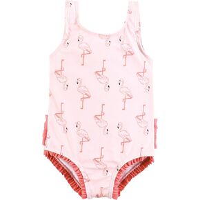 Hudson Baby Baby Girl's Toddler Swimsuit, Pink Flamingo, 5T