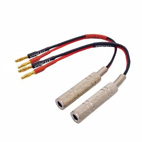 2-Packs 1/4 Inch TS Female to Banana Plug, 6.35mm Female Jack to Banana Plug Speaker, 8 Inches Balanced TS 1/4" Audio Banana Plugs for Speaker Wire