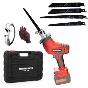 Reciprocating Saw, Compatible with Milwaukee 18V Battery Cordless Reciprocating Saw, 0-3500SPM Variable Speed Saw, 4 Saw Blades Kit for Wood/Metal/PVC Cutting, Tool Only, No Battery