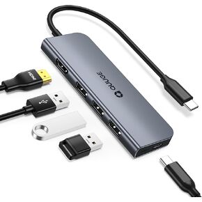 QUUGE USB C Hub with 4K HDMI, 5 in 1 USB C to HDMI Multiport Adapter 5Gbps, 100W Power Delivery, 3 USB3.0 Data Ports, USB C Dongle for MacBook Pro/Air, iPad Pro, iMac, iPhone 15 Pro, XPS, Thinkpad