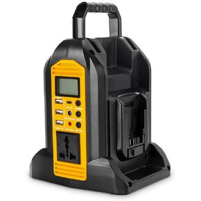 350W Power Inverter for Dewalt 20v Battery Power Supply Inverter DC 20V to AC 110~120V Battery Inverter with AC Output, 3*USB, Type-C Port, DC Output 12V/5A, LED Light