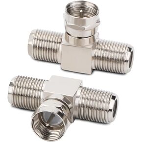 F-Type Splitter Cable 6 Inch F Male to F Dual Female Coax Splitter Cable V-Type F Type TV Splitter Cable Satellite 50ohm Coaxial Cable Splitter 15cm