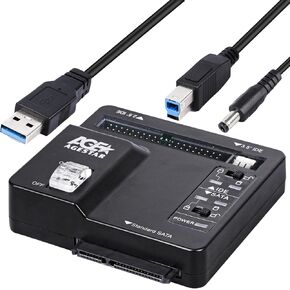 USB 3.0 to IDE and SATA Converter External Hard Drive Adapter Kit for Universal 2.5/3.5 HDD/SSD Hard Drive Disk, Included 12V/2A Power Adapter